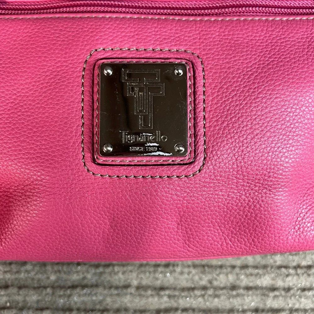 Tignanello Pink Pebbled Leather Shoulder Bag Silver Tone Hardware Small Satchel